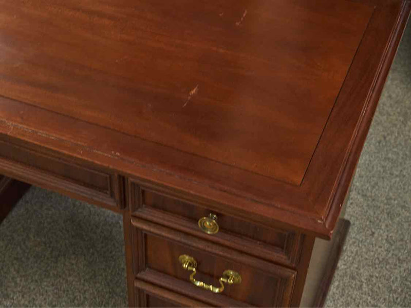 Cherry Pedestal Desk with 2 File Drawers & 4 Smaller  Drawers