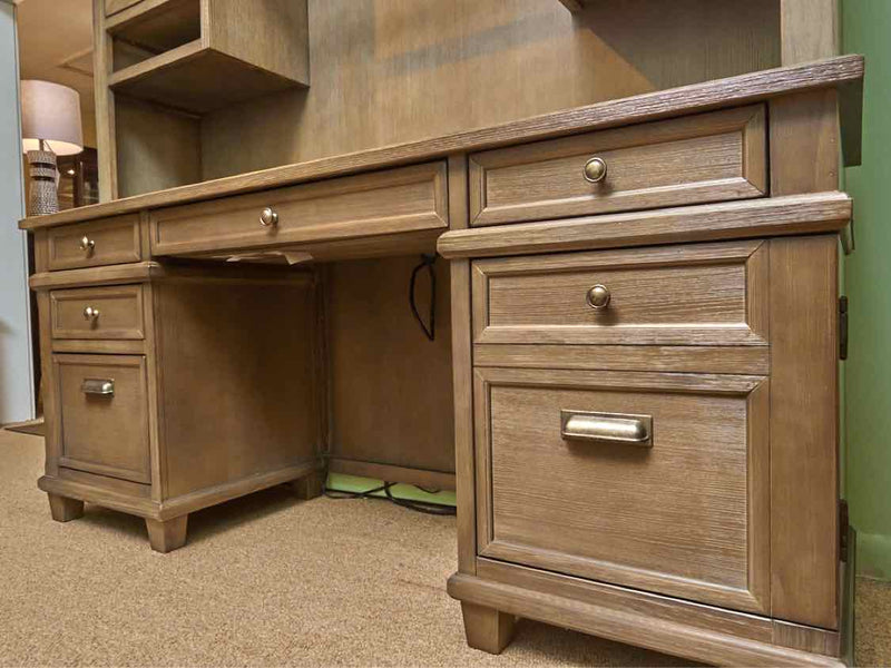 Martin Bleached Wood 4 Drawer ,File  Credenza With Hutch