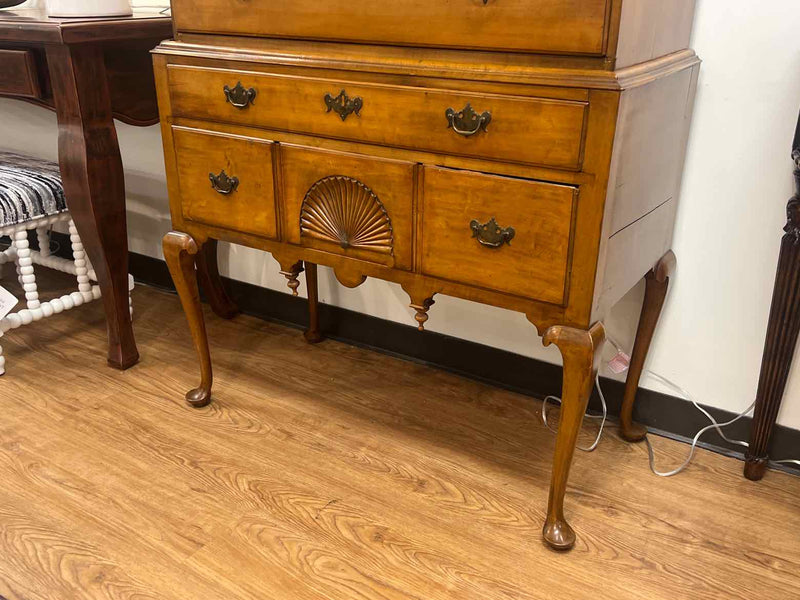 9  Drawer Maple Highboy w/ Shell Motif