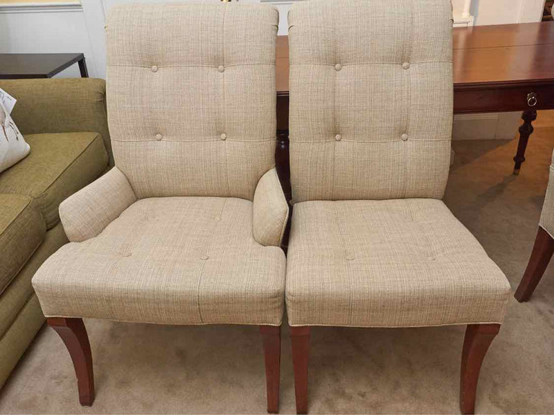 Set Of 4 Ethan Allen Taupe Linen/Cotton  Dining Chairs