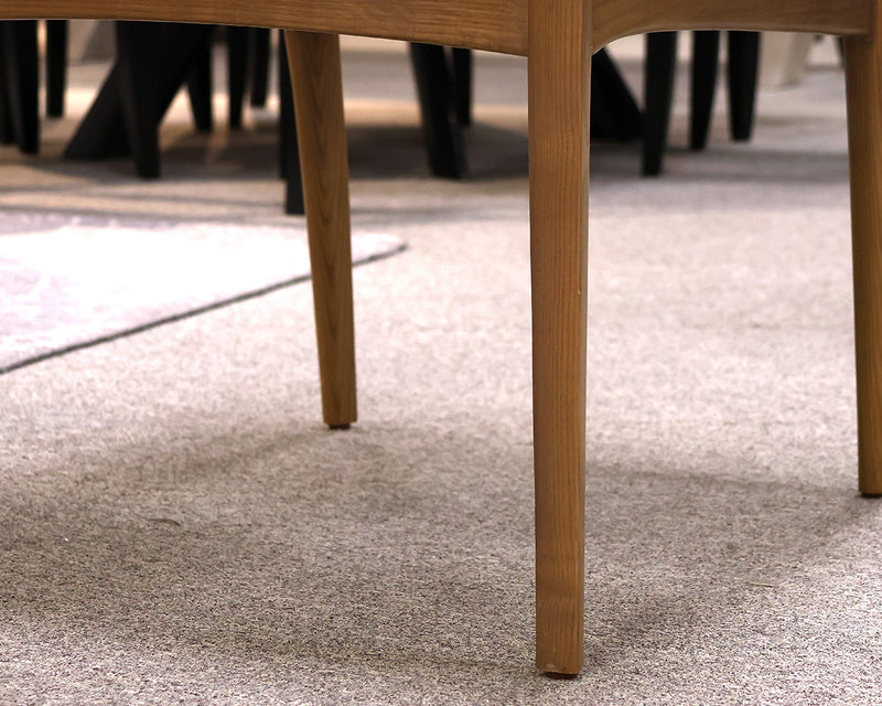 Oak Arm Chair with Cain Back & Gray Leather Seat