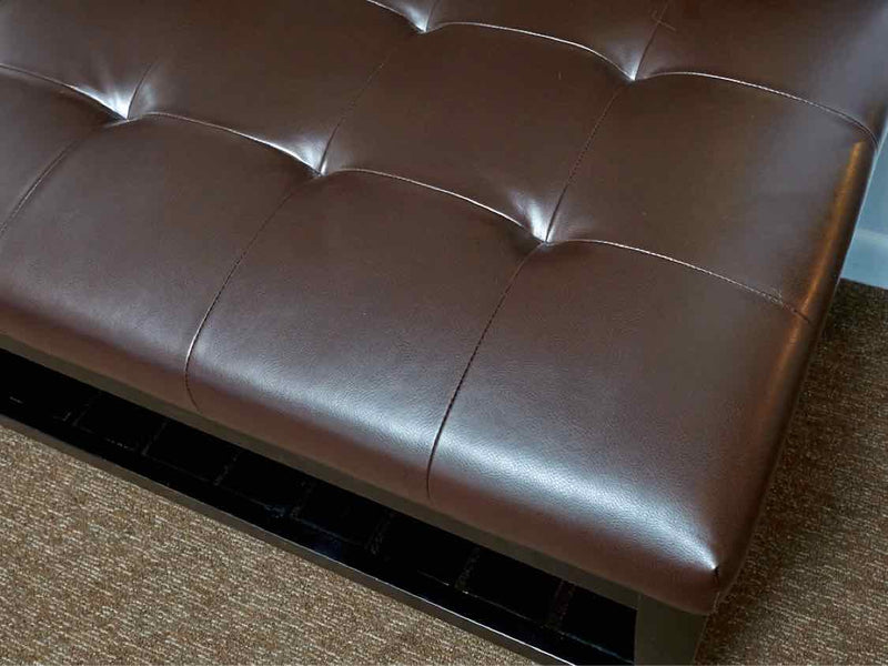 Espresso Bonded Leather With Lower Shelf Bench Ottoman