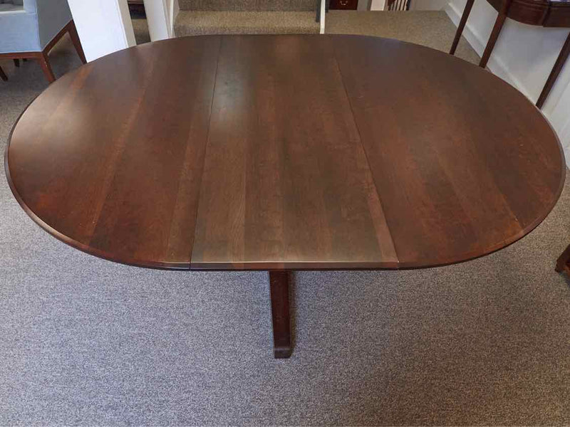 Ethan Allen 48" Round Dining Table with Leaf in Dark Finish Cherry