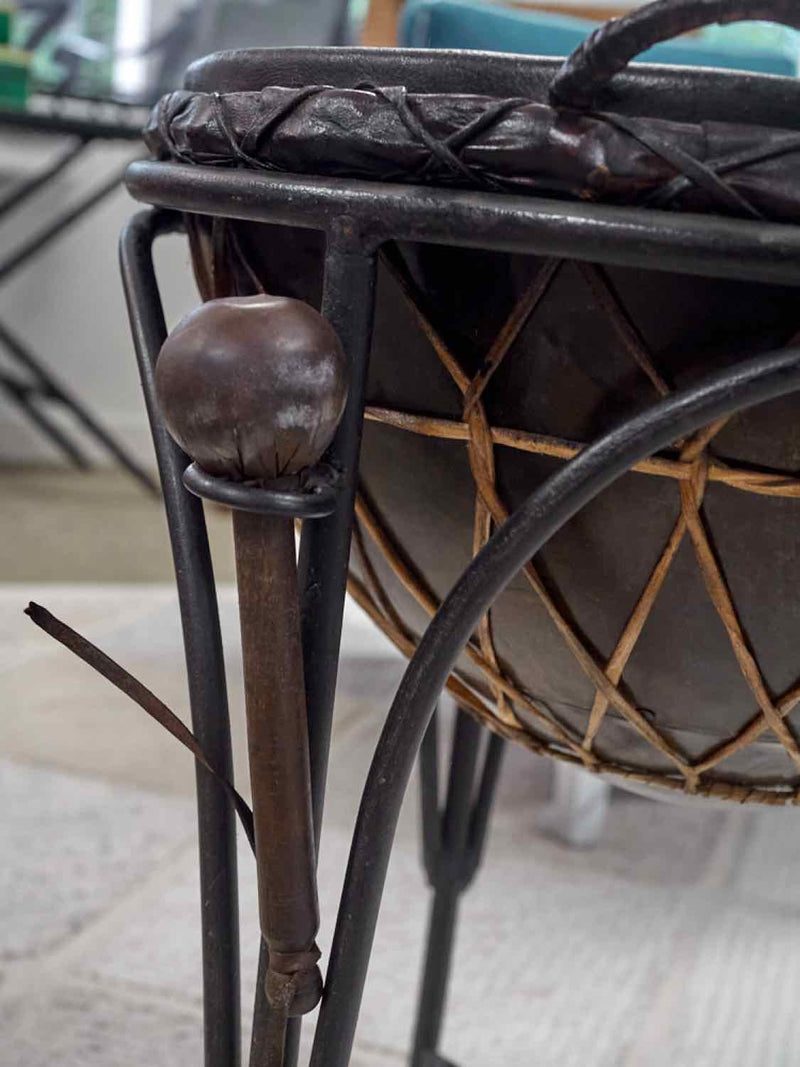 Rustic Drum Side Table