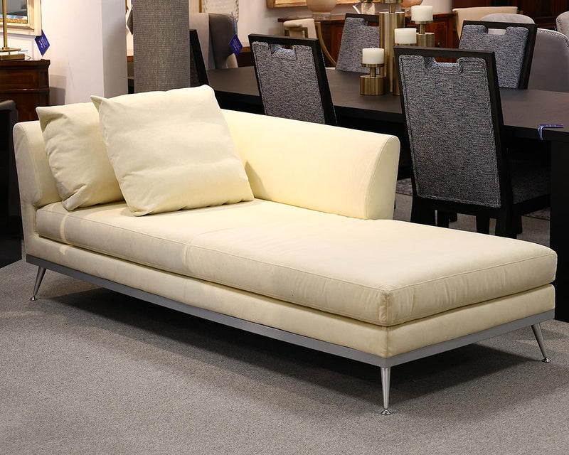 Ligne Roset Chaise in Cream Alcantura Microfiber on Nickel Base & Legs