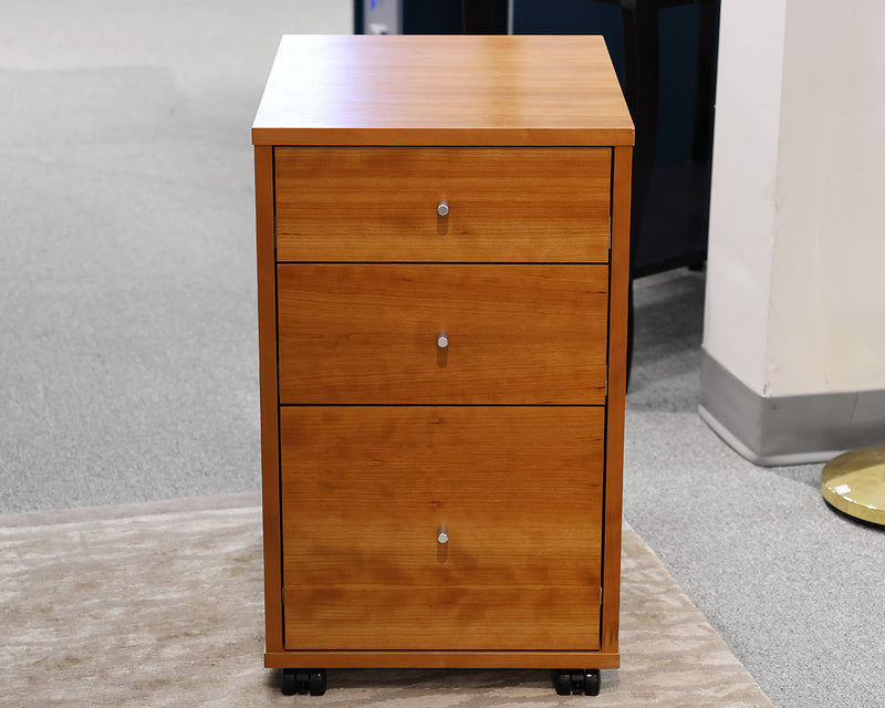 Room & Board Rolling File Cabinet in Cherry with Aluminum Pulls