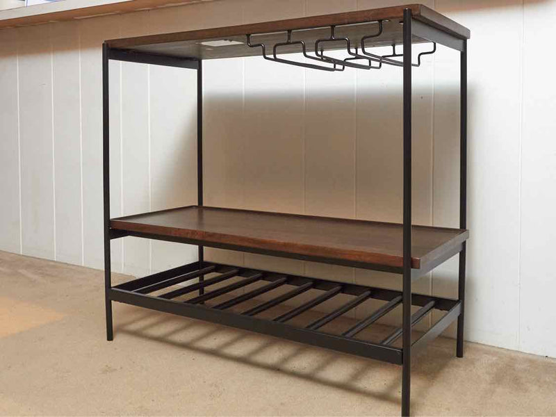 Pottery Barn 'Warren' Walnut & Steel  Bar Cart