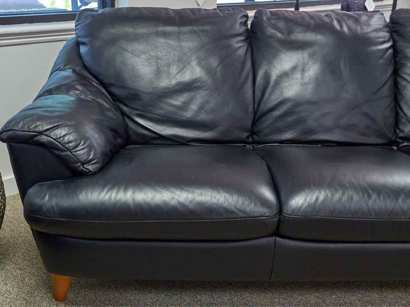 Italsofa Black Leather Slope Arm Sofa