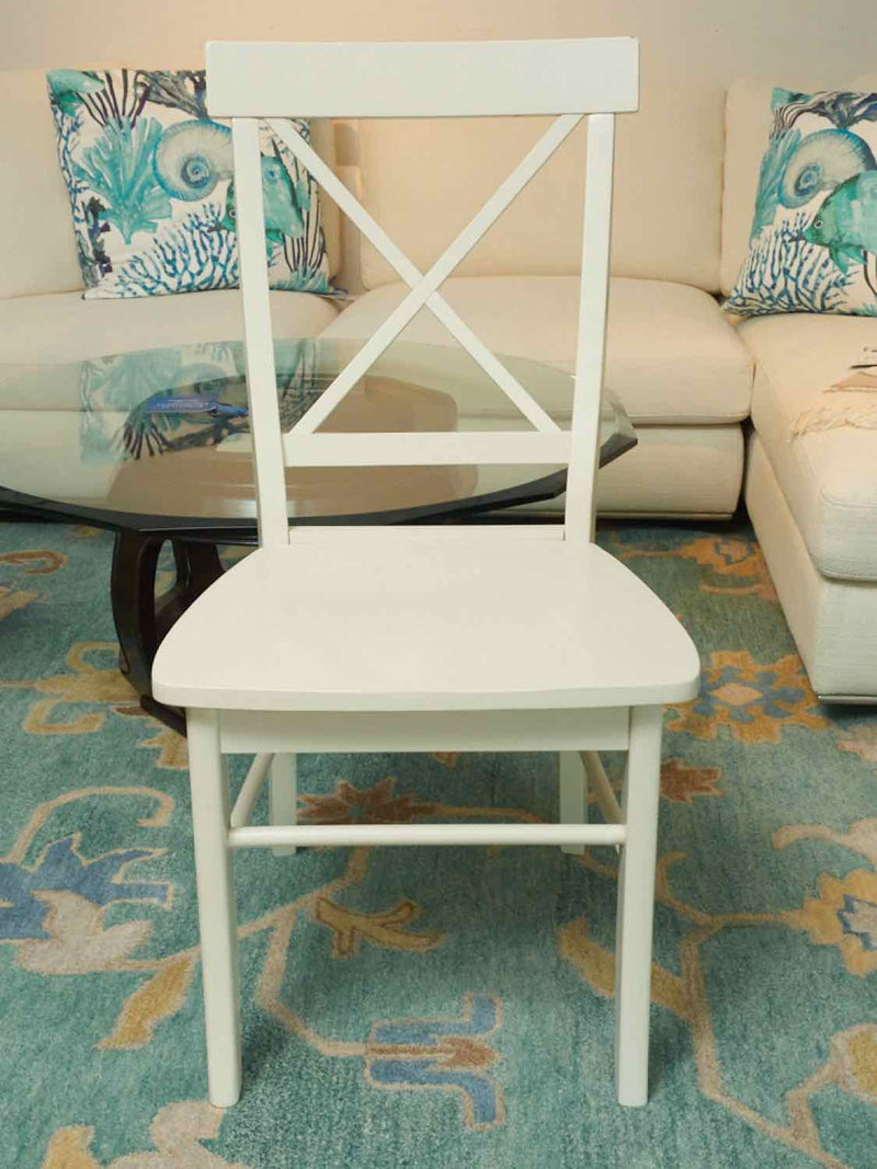 Set Of 6 Ivory White Finish Cross Back Dining Chairs