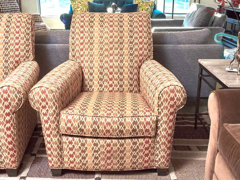 Pair of Ethan Allen  Rust, Brown& Ivory Upholstered   Chairs