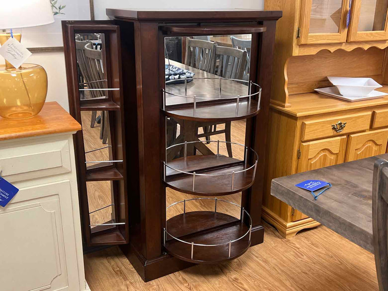 3-Tier Bar Cabinet with Rotating Cabinet Door