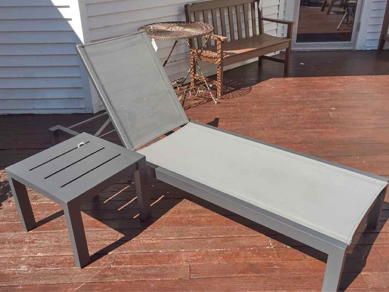 RH  Agean Aluminum Outdoor Lounge Chair & Side Table