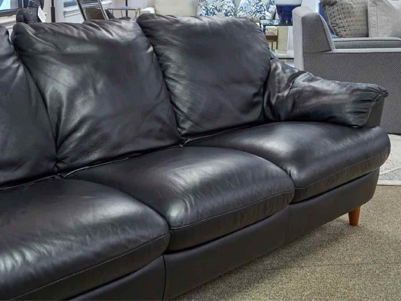 Italsofa Black Leather Slope Arm Sofa