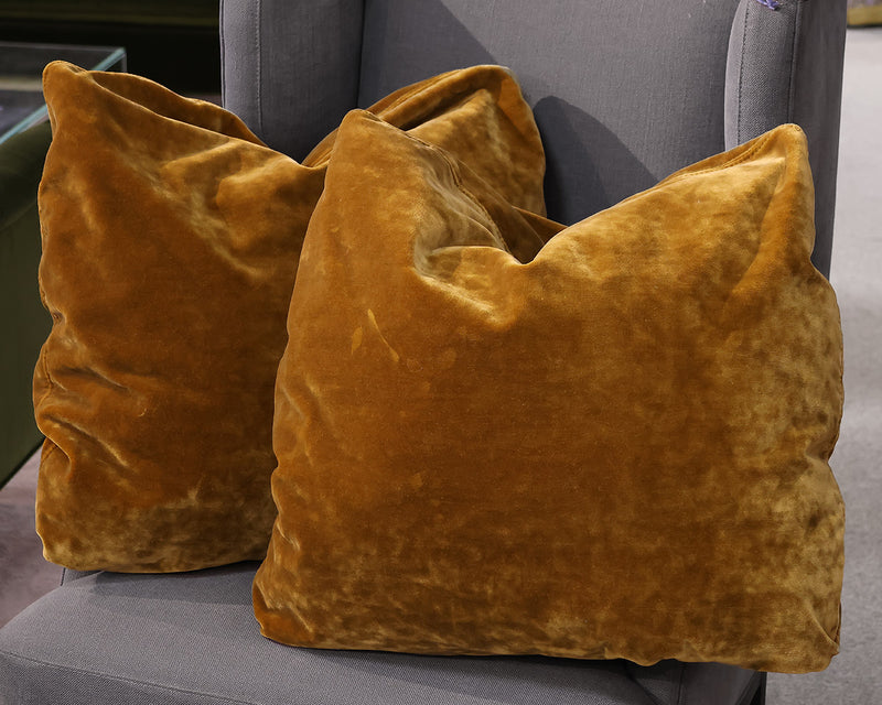 Pair of Tobacco Velvet  Upholstery Accent Pillows