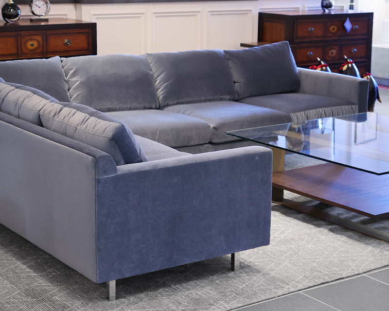 Mitchell Gold + Bob Williams Hunter 2-Piece LAF Sectional in Steel Blue Velvet