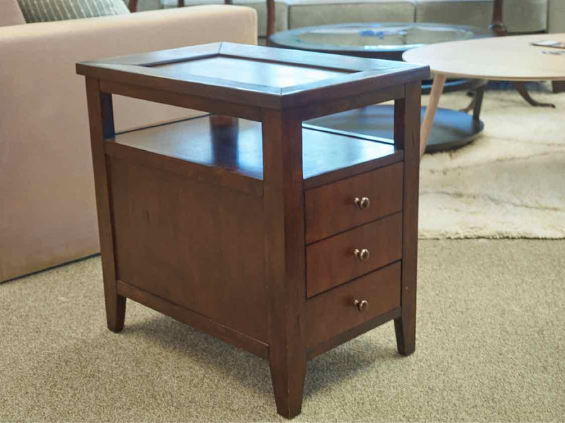 Rustic Mahogany Side Table W/ Copper Insert