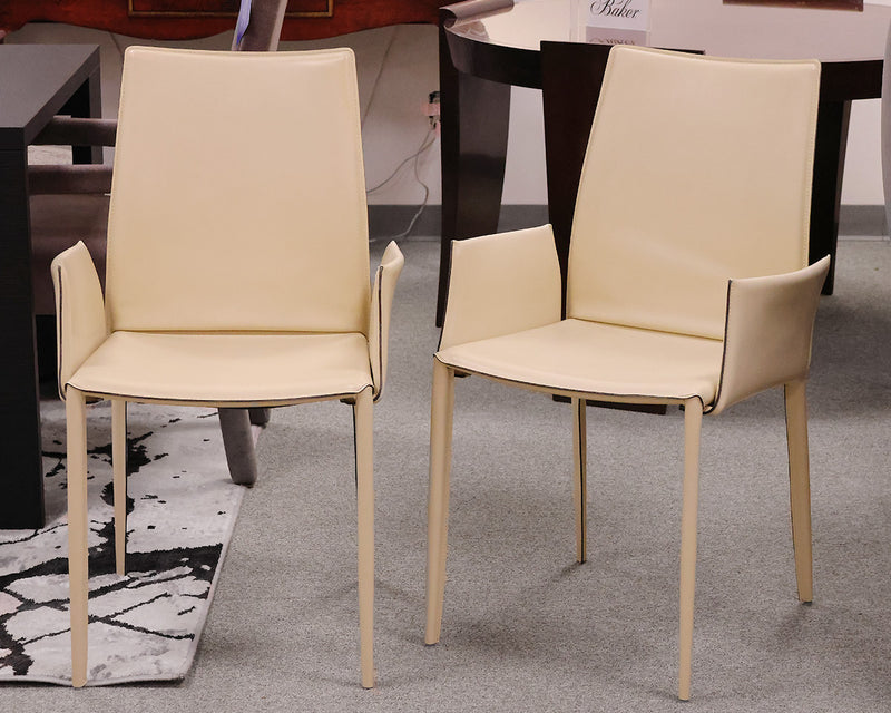 Pair of Bontempi Casa Linda Leather Arm Chairs in Cream