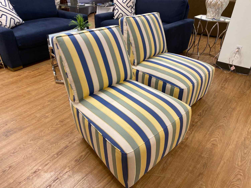 Pair of Striped Slipper Chairs