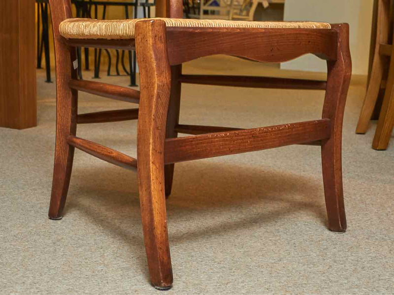 Set of 4 Chestnut Stained Ladderback Dining Chairs with Rush Seats