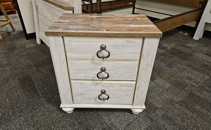 Rustic Whitewashed Nightstand