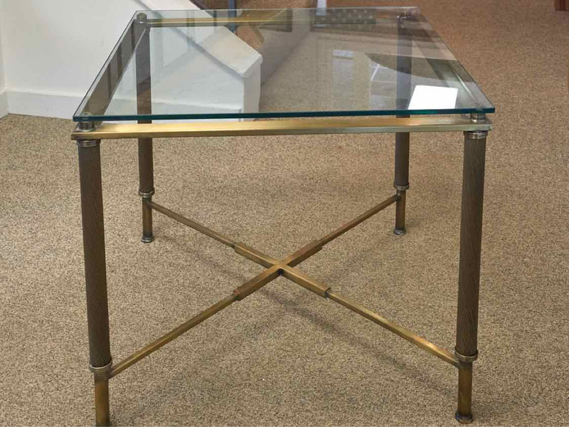 Brass And Glass Square Side Table