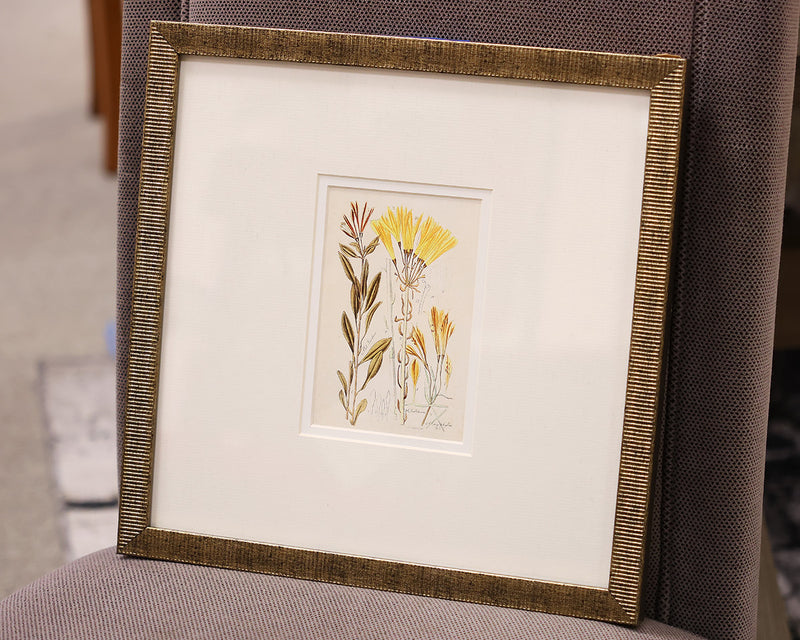 "Antique Botanical II A" Matted Print in Antique Gold Frame