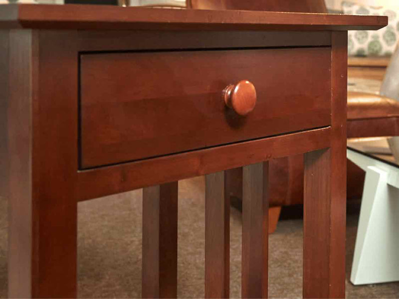 Ethan Allen Dark Stained Cherry Mission Style 1 Drawer / Shelf  Side Table