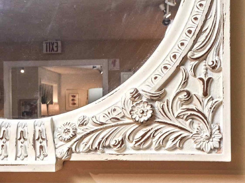 White Rub Thur Finish Ornate Mirror