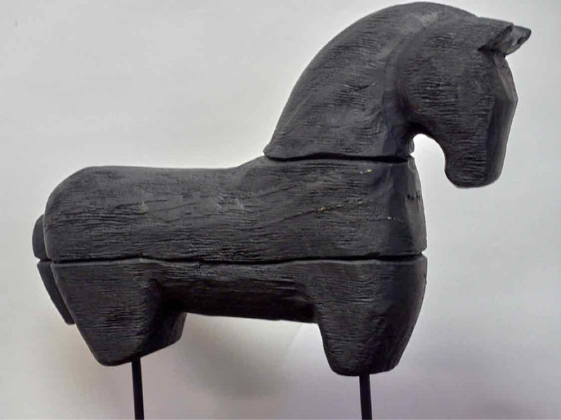 Carved Wood Horse On Stand