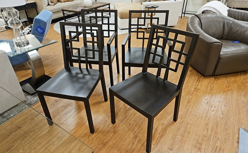 Glass Dining Table w/ Set of 4 Espresso Dining Chairs