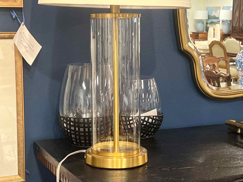 Gold Lamp with Clear Cylinder Base