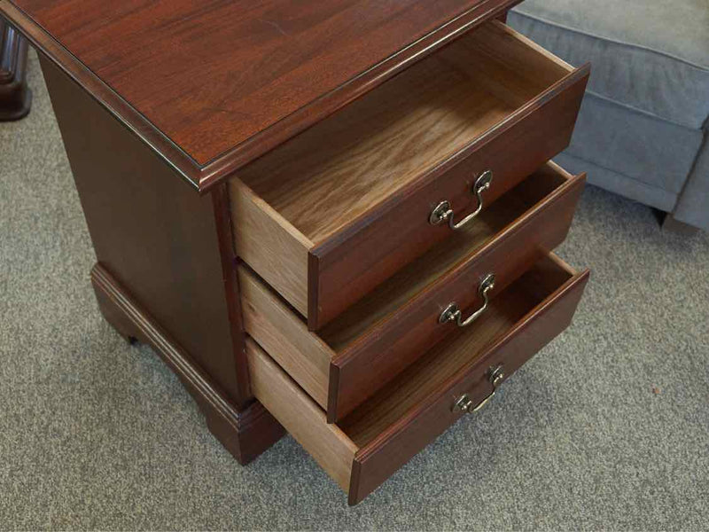 Pair of Mahogany 3 drawer Nightstands with Brass Chippendale Pulls