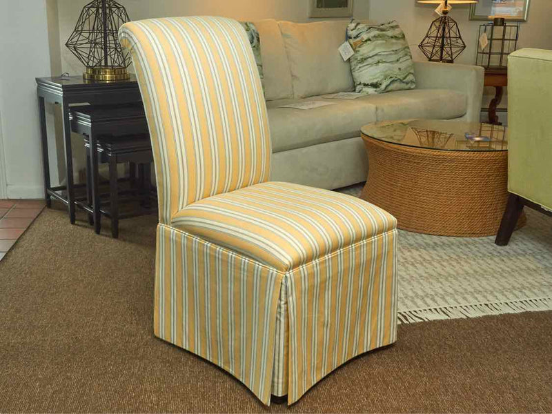 Pair Of Ethan Allen' Savannah 'Yellow Striped Slipper  Dining Chairs