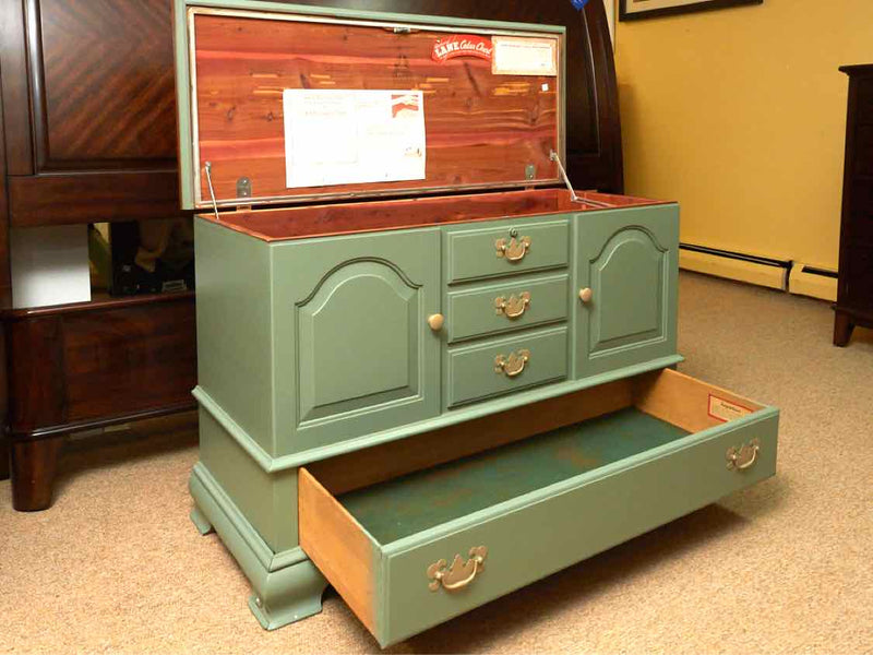 Lane Furniture  Cherry Top 'Sage Green' Finish 1 Drawer Cedar Chest