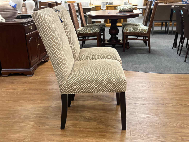 Pair of Concentric Diamond Pattern Dining Chairs