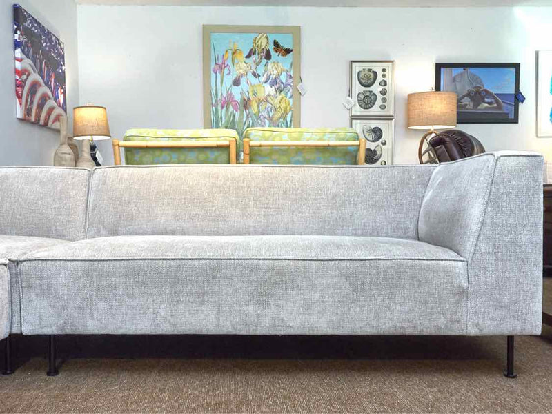 Crate & Barrel 3 Piece "Pewter Grey' Chenille Upholstered Sectional