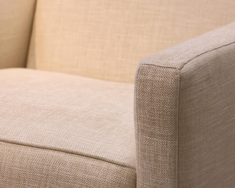 Pair of Stickley Chairs in Linen Weave Upholstery with Slope Arms