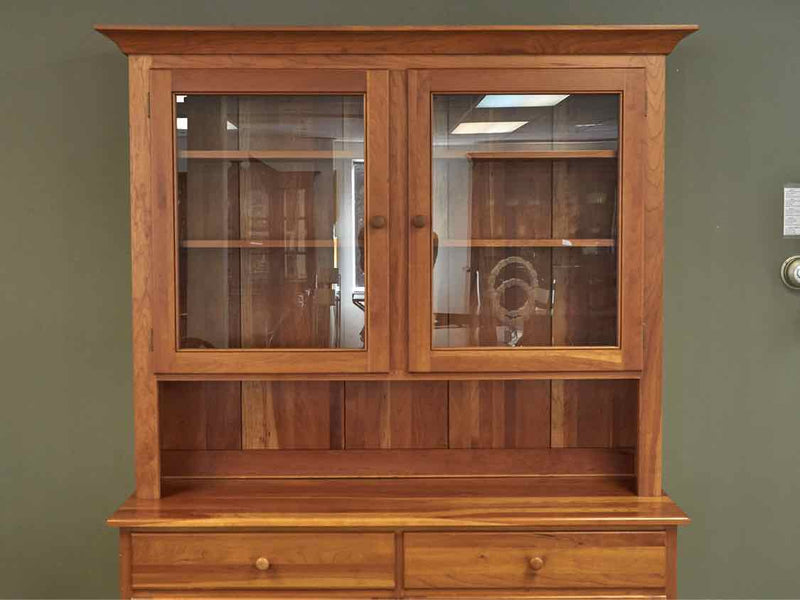 Two Piece Cherry Hutch W/ Glass Doors