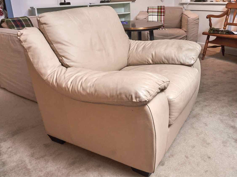 Macy's 'Italsota' Beige Leather Chair & Ottoman