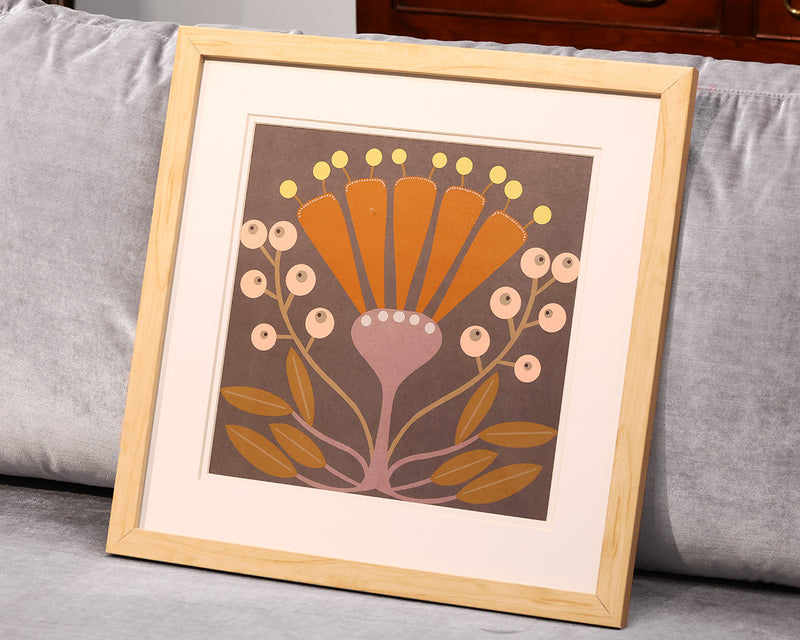 "Graphic Folk Flower I" Framed Print