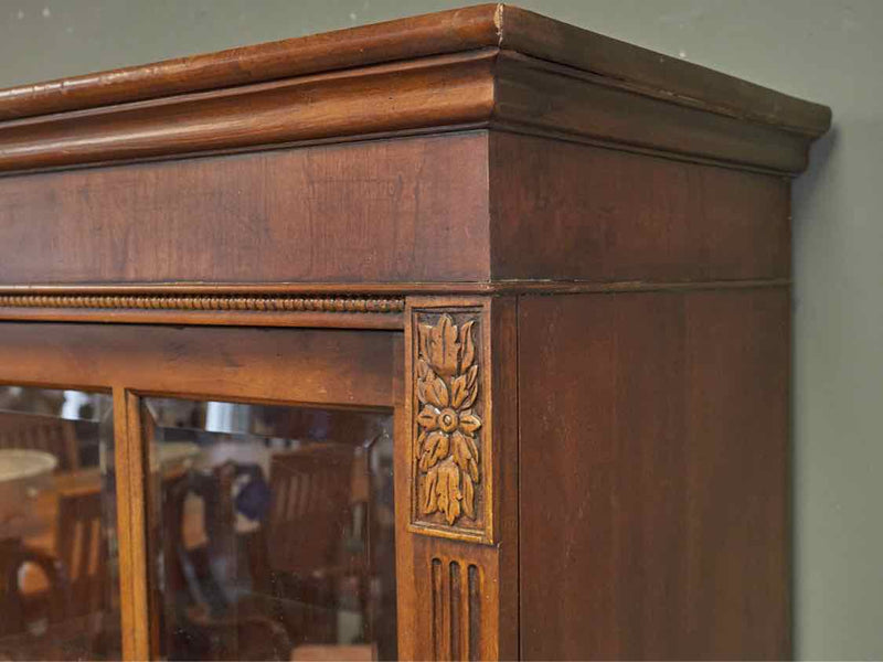 Mahogany Sliding Door Bookcase with 3 Drawers & Futed Sides