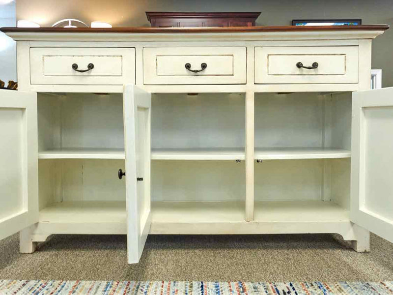 Rustic Plank Top Sideboard in Cream