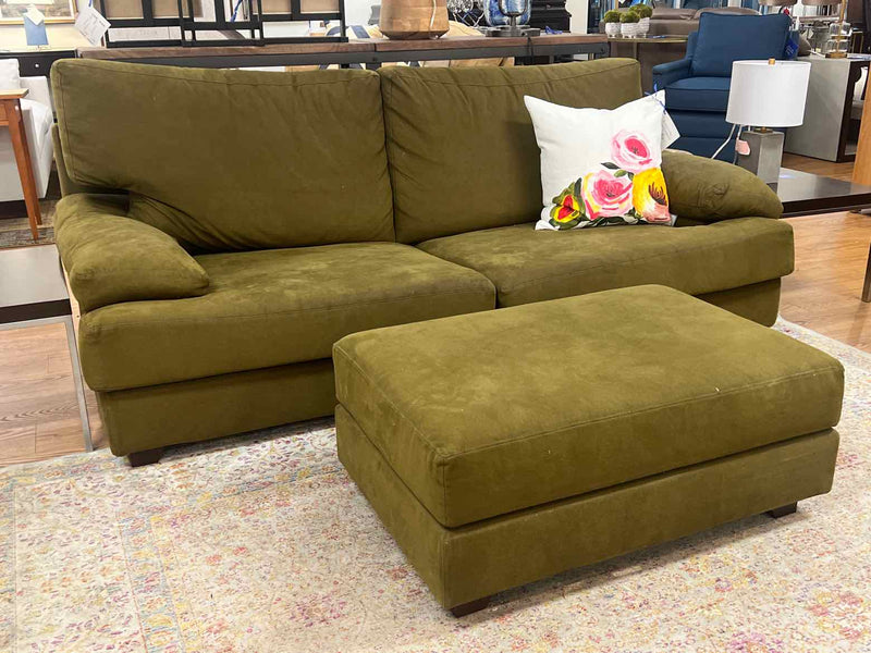 Olive Green Sofa w/ Ottoman