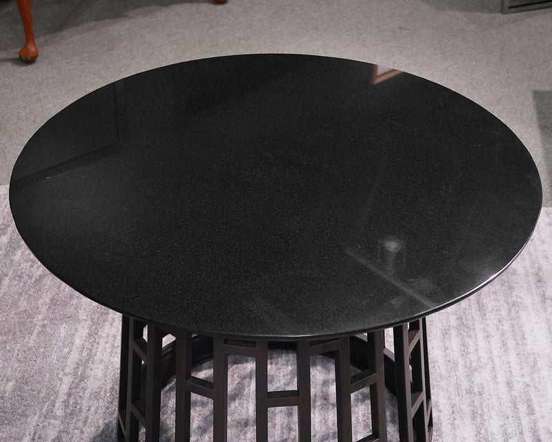 Michele Pelafas Paulo Round Accent Table in Black Granite on Bronze Iron Base