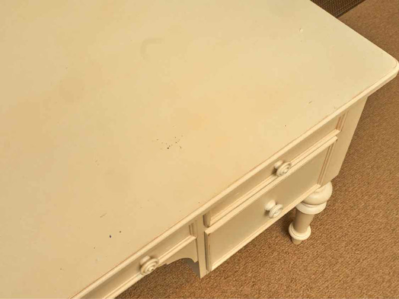 Ethan Allen Ivory Finish   Desk with Turned Legs & 1 File Drawer