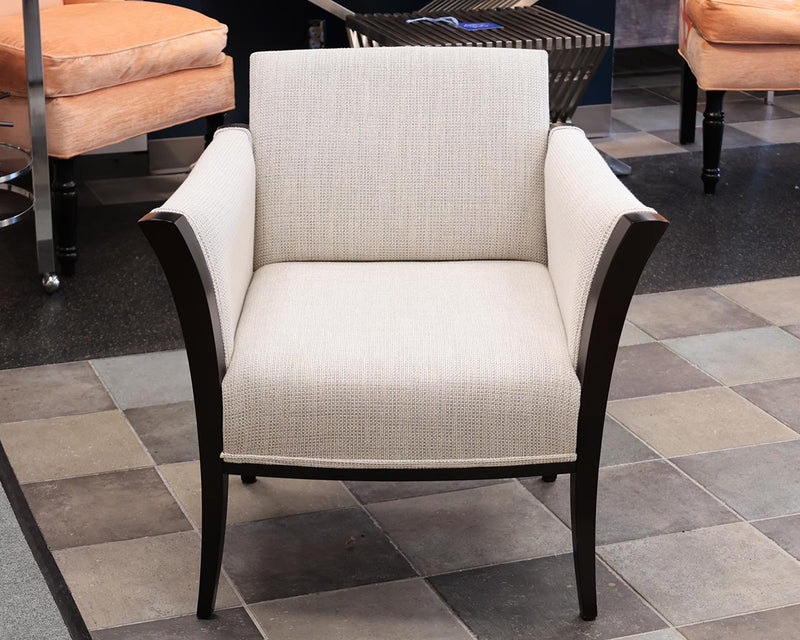 Roche Bobois Apostrophe Chair in Pale Grey Fabric with Black Undertone