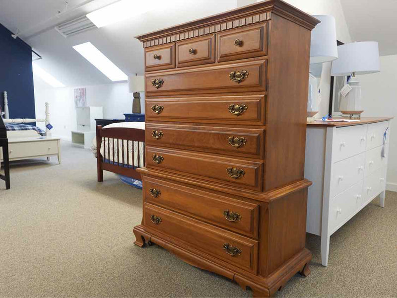 Maple 9 Drawer  Chest on Chest  with Ornate Pulls