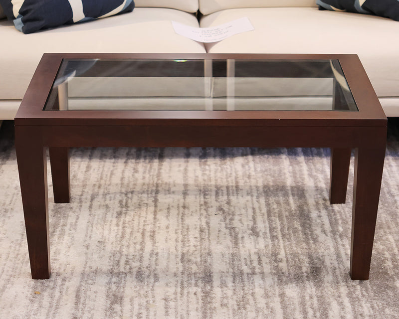 Occasional Cherry Table w/ Glass Top, tapered Legs