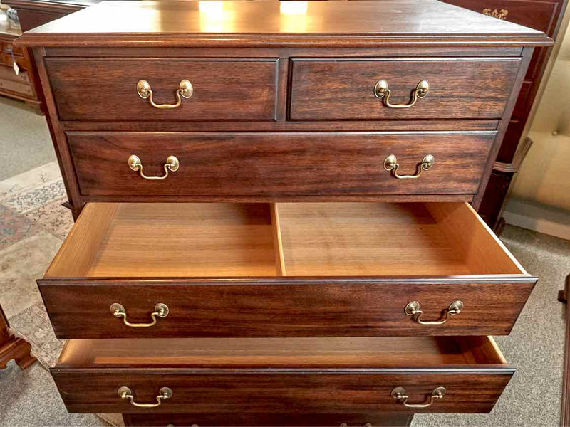 Henkel Harris  Mahogany Chest On Chest with Chippendale Brass Handles