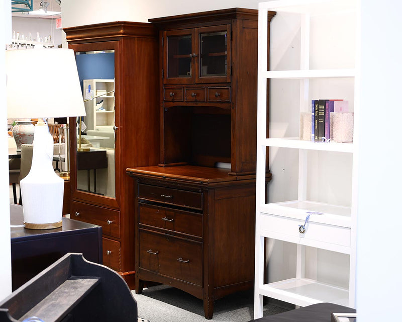 Riverside 2-Piece Desk with Hutch in Dark Finish with Bronze Pulls